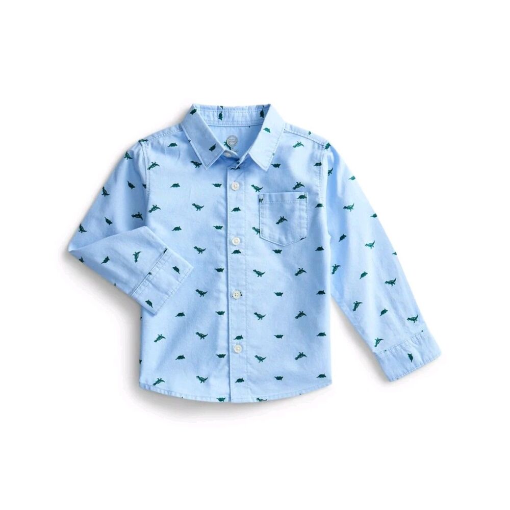 Wonder Nation Toddler Boys Woven Shirt Size 2T Long Sleeve Polished Blue color